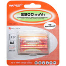 VAPEX 2VTE2900AA 2db AA méretű, NiMH ceruza akkumulátor, 1.2V, 2900mAh, akkutartó.