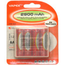 VAPEX 4VTE2900AA 4 db AA méretű, NiMH ceruza akkumulátor, 1.2V, 2900mAh, akkutartó.