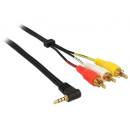 Delock 84504 kábel sztereo jack 3.5 mm 4 pin apa, forgatott  3 x RCA apa, 1,5 m