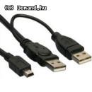 USB 2.0 Y kábel - 2x USB AM + 1x miniUSB 5pin Goobay 93587