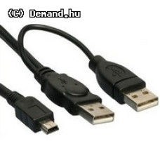 USB 2.0 Y kábel - 2x USB AM + 1x miniUSB 5pin Goobay 93587