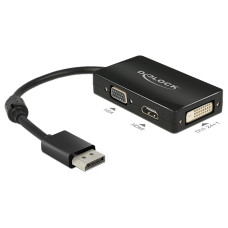 DELOCK Átalakító Displayport 1.1 male to VGA/HDMI/DVI female passzív, fekete 62656