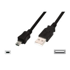 Connection cable USB A /miniUSB B M/M 3.0 m black basic AK-300130-030-S