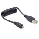 Gembird micro USB cable 2.0 coiled cable black 0.6m CC-MUSB2C-AMBM-0.6M