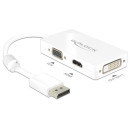 Delock Adapter Displayport 1.1-dugós csatlakozó  VGA / HDMI / DVI-csatlakozóhüvely passzív fehér 62655