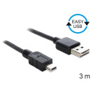 Delock EASY-USB 2.0 -A apa  USB 2.0 mini apa kábel, 3 m 83364