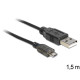 Delock kábel, USB 2.0-A (M) - USB micro-B (M) + töltés-jelzés, 1.5m 83272