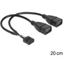 Delock cable USB 2.0 type-A 2 x female to pin header 83292