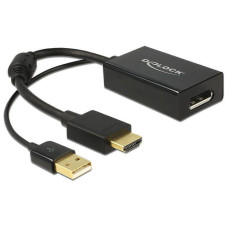 Delock adapter HDMI-A male  Displayport 1.2 female+USB power 62667