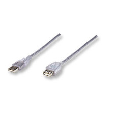 Manhattan USB 2.0 hosszabbító kábel A-A M/F 3m ezüst 340496