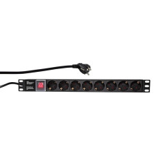 LOGILINK- 19'' PDU 1U 8 Germany Socket with ON/OFF Switch PDU8C01