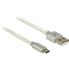 Delock Data and Charging Cable USB 2.0 Type-A male  USB 2.0 Micro-B with textile shielding white 83917