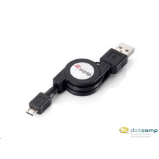 Equip micro USB 2.0 cable AM - MBM5P 1m black, retractable 128595