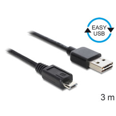 Delock EASY-USB 2.0 -A apa  USB 2.0 micro-B apa kábel, 3 m 83368