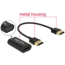 Delock Adapter HDMI-A-csatlakozódugóval  VGA-csatlakozóhüvellyel, fém burkolat, 15 cm-es kábel 65667