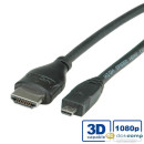 Roline HDMI High Speed Ethernet -- micro HDMI kábel 2m /11.04.5581-10/