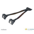 Akasa 15pin SATA apa -- 2x 15pin SATA anya 90°-ban elforgatott tápkábel 15cm /AK-CBPW/