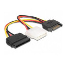 DELOCK Cable Power SATA 15 pin female  Molex 4 pin female + SATA 15 pin male