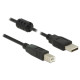 Delock USB 2.0-s kábel A-típusú csatlakozódugóval  USB 2.0-s, B-típusú csatlakozódugóval, 2,0 m, fe 84897