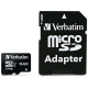 VERBATIM Memóriakártya, Micro SD, 64GB, Class 10, adapterrel VERBATIM