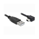 Delock USB A &lt,-&gt,  USB mini B 5pin M/M adatkábel 2m 90°-os csatlakozó fekete