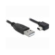 Delock USB A <,->,  USB mini B 5pin M/M adatkábel 2m 90°-os csatlakozó fekete