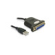 Delock USB A ->, Parallel IEEE-1284 M/F adapter 0.8m fekete