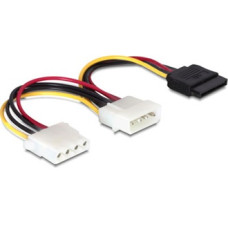 Delock Molex Power 4pin -&gt, SATA Power Molex Power 4pin M/F adapter