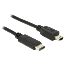 Delock Kábel USB Type-C™ 2.0 dugó  USB 2.0 Mini-B típusú dugó 0,5 m fekete 83335