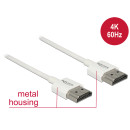 Delock HDMI-kábel Ethernettel - HDMI-A-csatlakozódugó  HDMI-A-csatlakozódugó, 3D, 4K, 1,5 m, vékony 85126