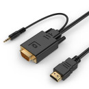 Gembird HDMI-VGA és audio kábeladapter, egy port, 1,8 m, fekete A-HDMI-VGA-03-6