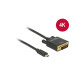 Delock Cable USB Type-C male  DVI 24+1 male (DP Alt Mode) 4K 30 Hz 2m black 85321