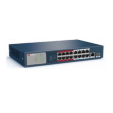 Hikvision 18 portos PoE switch, 16 PoE + 1 SFP +1 RJ45 uplink port, nem menedzselhető DS-3E0318P-E/M