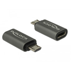 DELOCK Átalakító USB 2.0 Micro-B male to USB 2.0 Type-C female, antracit 65927