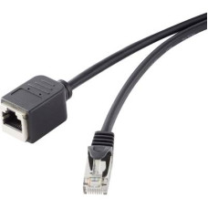 RJ45 Hálózat Hosszabbítókábel CAT 5e F/UTP 3 m Fekete Védővel, Aranyozatt érintkező Renkforce