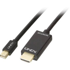 LINDY Kijelző csatlakozó / HDMI Csatlakozókábel [1x Mini DisplayPort dugó - 1x HDMI dugó] 2 m Fekete