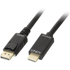 LINDY Kijelző csatlakozó / HDMI Csatlakozókábel [1x DisplayPort dugó - 1x HDMI dugó] 5 m Fekete