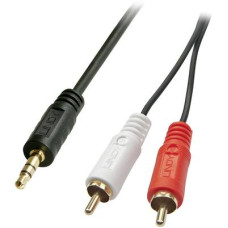 RCA / Jack Audio Csatlakozókábel [2x RCA dugó - 1x Jack alj, 3,5 mm-es] 3 m Fekete LINDY