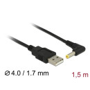 DeLock Power Cable USB > DC 4.0 x1.7 mm male 90° 1.5m 85544